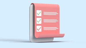 pexels photo 20279300 20279300 3D illustration of a checklist with checkmarks on a rolled paper sheet against a blue backdrop.